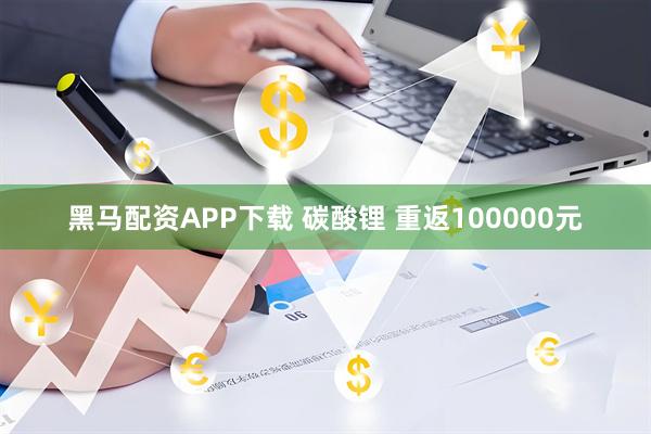 黑马配资APP下载 碳酸锂 重返100000元